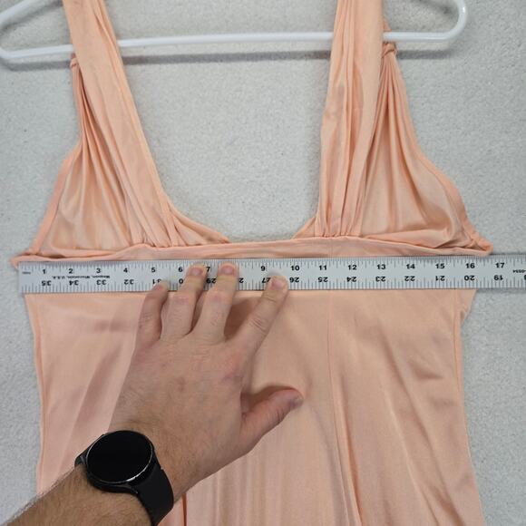 Olivia Lance Vpink  Satin Nightgown Lingerie Chemise L Slip Sheer 80s 90s Vtg - Picture 6 of 12